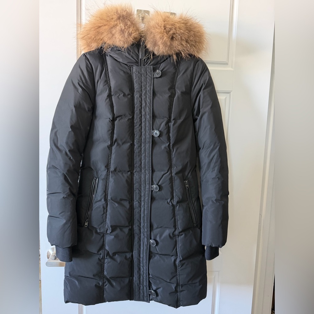 Mackage Black Puffer Jacket with Fur Trim